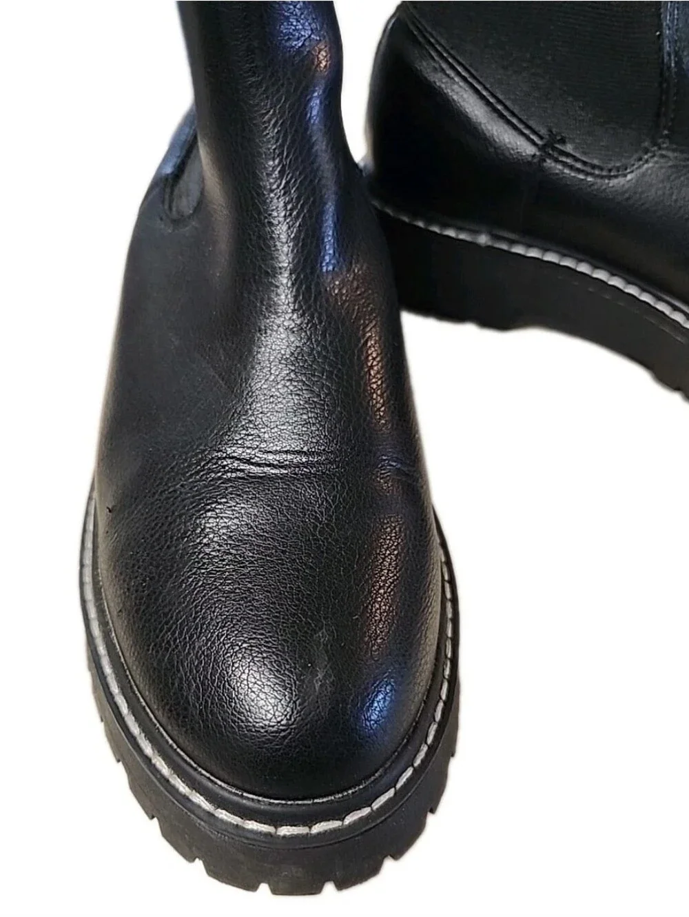 DV by Dolce Vita Lobera Black Chunky Chelsea Boots Lug Sole Textured Leather S 8